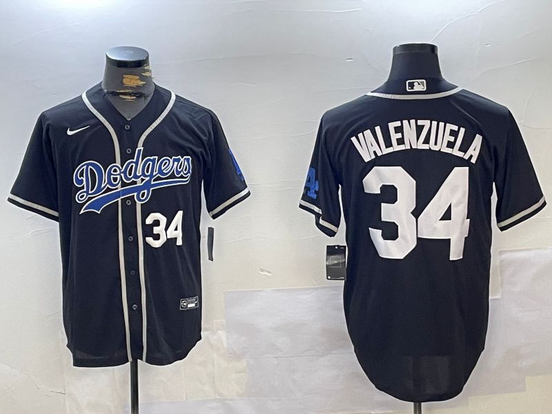 Men Los Angeles Dodgers 34 Valenzuela Black Game 2024 Nike MLB Jersey style 1029